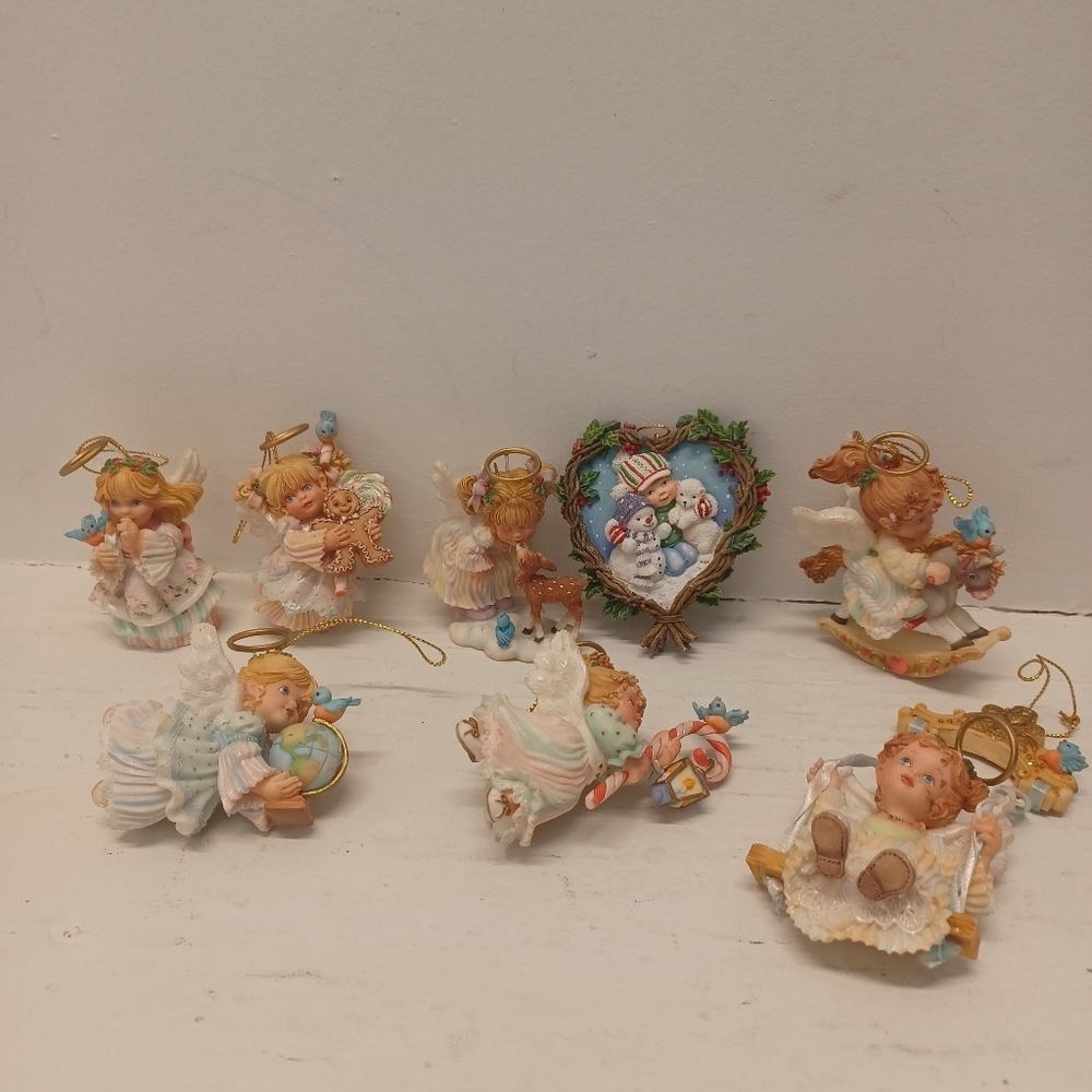 Ashton-Drake Holly Day Angels Heiloom Holiday / Polar Pals Ornaments Set Of 8